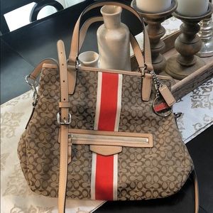 Coach Signature stripe fold over crossbody